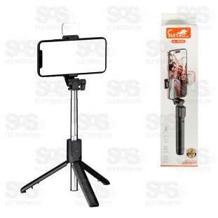 Bastão De Selfie Com Iluminação e Controle Remoto Tripé Eletromex EL-7005