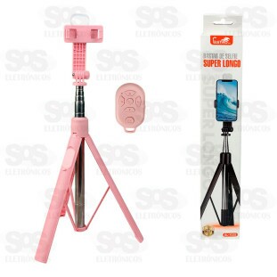 Bastão De Selfie Com Iluminação e Controle Remoto Tripé Eletromex EL-7001