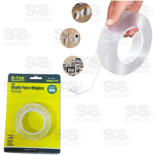 Fita Dupla Face Transparente 2 Metrox12mm B-Tek BT-638