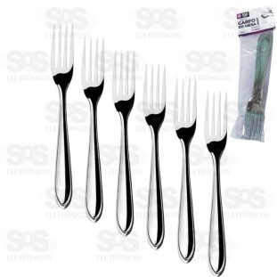 Kit Garfo De Mesa em Inox 6 Unidades 19cm  TOP0755
