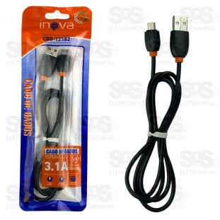 Cabo De Dados 3.1A Micro USB V8 1 Metro Inova CBO-12182
