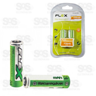 Pilha AA 1.2V Recarregável 2700mAh 2 Unidades Flex
