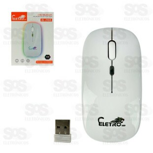 Mouse Sem Fio Recarregável Bluetooth e Antena Eletromex EL-2103