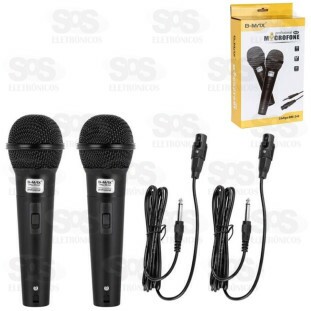 Kit 2 Microfones Dinâmicos Cabos 2,5 Metros B-Max 243