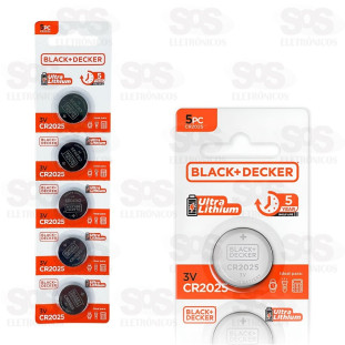 Bateria Moeda Ultra Lítio CR 2025 3V 5 Unidades Black Decker