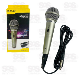 Microfone Com fio 2.5 Metros Dinâmico Profissional B-Max BM-245