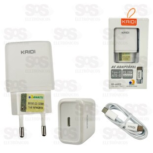 Carregador PD 20W Auto-ID Com Cabo Type C Kaidi KD-669CC