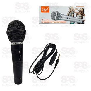 Microfone Profissional Com Fio 3 Metros Altomex M-303