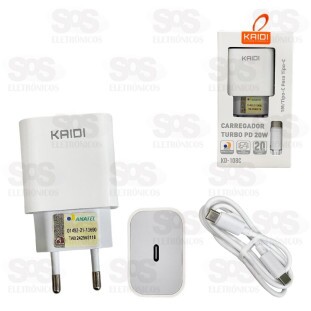 Carregador Turbo Type C PD 20W Kaidi KD-108C