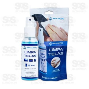 Limpa Tela Spray Com Flanela 60ML Implastec