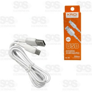 Cabo De Carregamento USB Para Type C 1 Metro Kaidi KD-28C