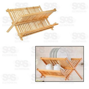Escorredor de Pratos Dobrável Bambu 46x33CM Caerus CRS-2291