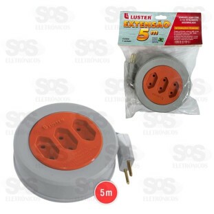 Extensão Redonda 3 Tomadas 2 Pinos 5 Metros Luster 2165