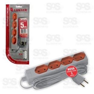 Extensão 4 Tomadas 2 Pinos 5 Metros Luster 2175