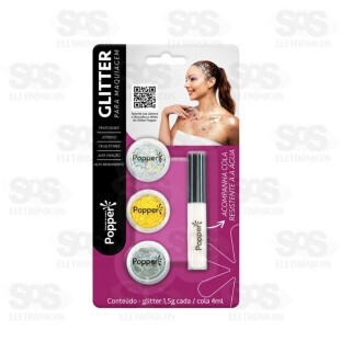 Glitter Para Maquiagem Com Fixador Popper