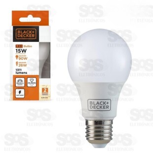 Lâmpada Led Bulbo 15W Unidads E27 Luz Branca Black Decker