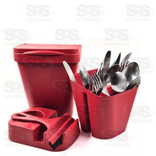 Kit Pia Elegance Com Lixeira Rodinho e Suporte 459