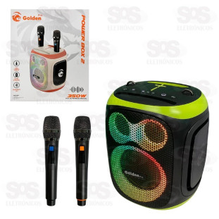 Caixa De Som Potente Com 2 Microfones e Tripé Power Box 2 GP-130