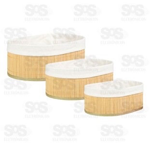 Jogo 3 Cestos De Bambu Multiuso Onyx 5935
