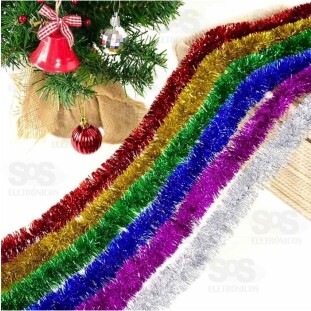 Festão Metalizado De Natal Nevado 2 Metros Colorido Fst031