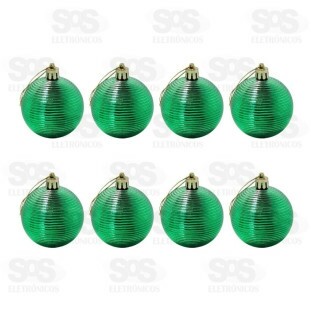 Kit 8 Bolas De Natal 6Cm Verde Bol1651A