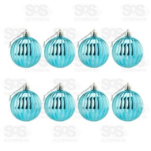 Kit 8 Bolas De Natal 6Cm Azul Bol1552A