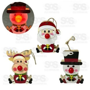Enfeite em MDF Personagem Natalino Nariz Com LED SP2676