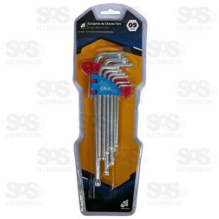 Kit Chave Torx T10 A T50 Com 9 Peças Bar-313002-6