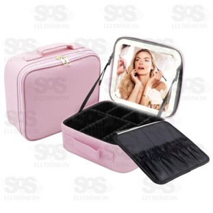 Maleta de Maquiagem Com Espelho Iluminado B-Max BM-F1432