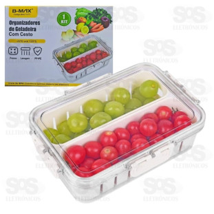 Cesto Organizador de Geladeira Com Tampa Hermética B-Max F1277