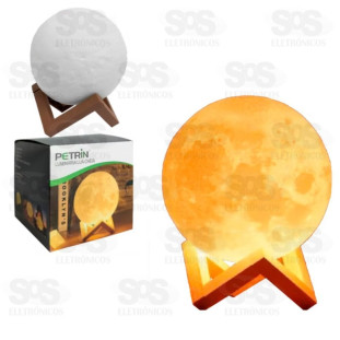 Luminária de Lua 3D LED com Base 10cm Petrin RD1069