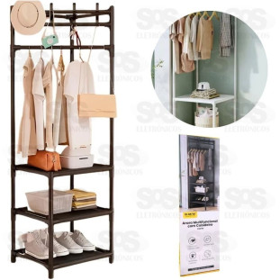 Cabideiro Arara Com 3 Prateleiras B-Max F1338