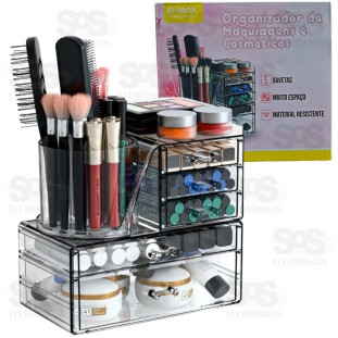 Organizador De Maquiagem Com 5 Gavetas Acrílico B-Max BM-F1233