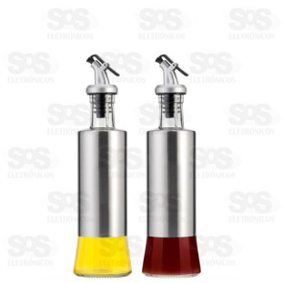 Kit 2 Galheteiro Porta Azeite de Vidro e Inox 300ml B-Max F1319
