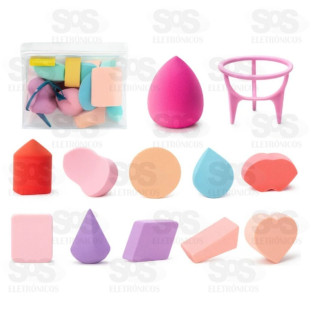 Kit Esponjas Para Maquiagem e Suporte 11 Peças B-Max F1651