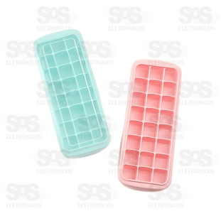 Forma De Gelo Silicone 24 Cubos Com Tampa Cores Sortidas B-Max F957