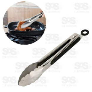 Pegador Pinça Inox e Silicone 22cm Com Trava HM-764