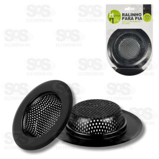 Ralo Aço Inox de Pia Preto Premium 7cm HM-783