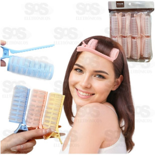 Kit 8 Bobs Para Modelar Com Velcro E Presilha Médio LMF-2101-M