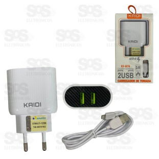 Carregador Rápido 2 USB 2.4A Com Cabo Iphone KD-607A