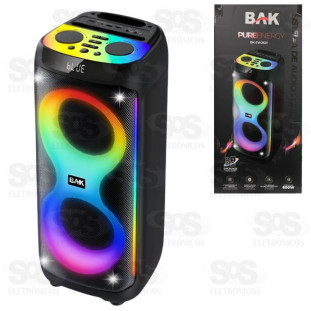 Caixa De Som Bluetooth 600w Karaokê Led Rgb Usb Rádio Fm Tws BAK SW2621