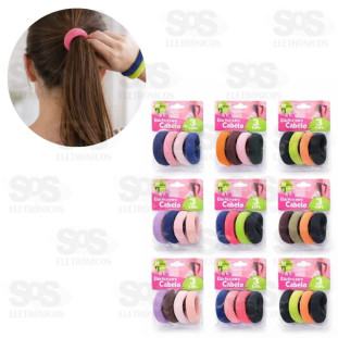 Kit Elástico De Cabelo 12 Cartelas Com 3 Unidades na Cartela HM-190