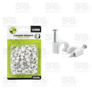 Fixa Cabo Cartela Com 50 Unidades 10mm Branco e Preto HM-682