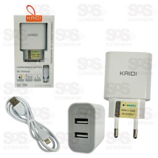 Carregador 2 USB 2.4A Com Cabo Lightning Kaidi KD-109A