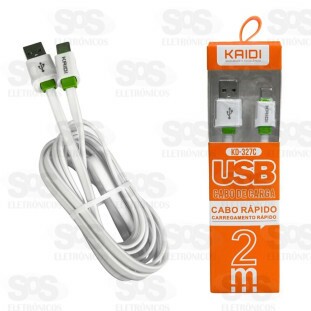 Cabo De Carregamento USB Para Type C 2 Metros Kaidi KD-327C