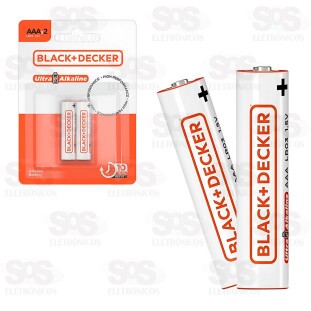 Pilha Ultra Alcalina AAA LR03 1,5V Cartela 2 Unidades Black Decker