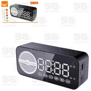 Mini Caixa de Som Bluetooth Com Relógio Despertador Altomex AD-520