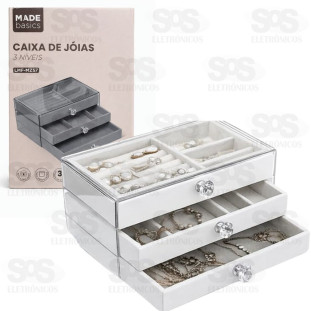 Porta Joias Acrílico Com 3 Divisórias LMF-MZ57