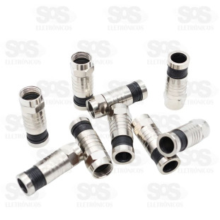 Conector Rg 6 de Compressão Com 10 Unidades