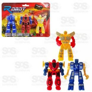Super Robôs Cartela 3 Unidades Toy King TK-AB 3988